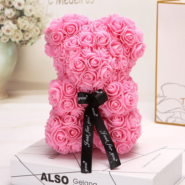 25cm Red Rose Bear Teddy Bear Rose Artificial Flower Teddi Decoration Christmas Valentines Birthday Gift Rosa oso flor Valentine