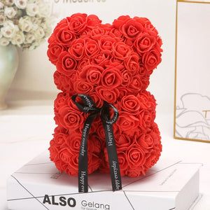 25cm Red Rose Bear Teddy Bear Rose Artificial Flower Teddi Decoration Christmas Valentines Birthday Gift Rosa oso flor Valentine