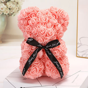 25cm Red Rose Bear Teddy Bear Rose Artificial Flower Teddi Decoration Christmas Valentines Birthday Gift Rosa oso flor Valentine