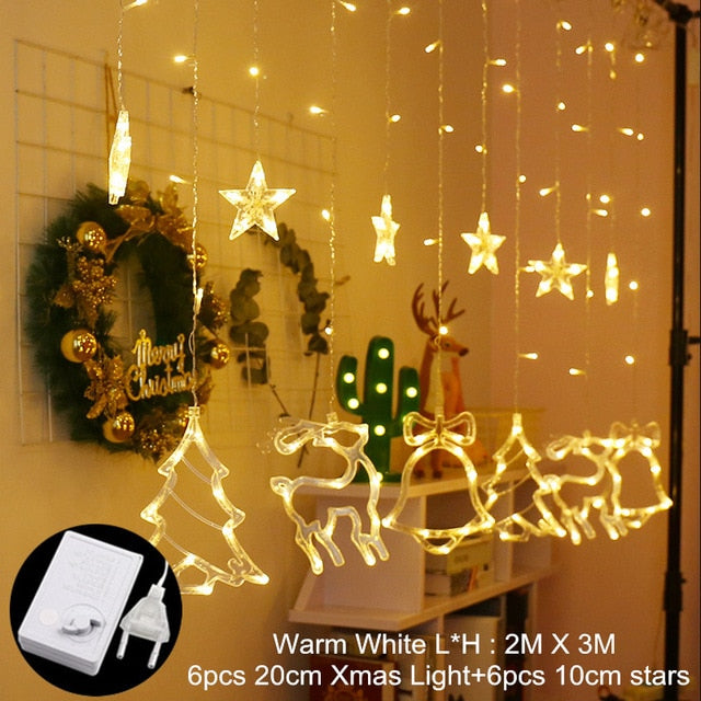 Curtain Fairy String Light LED Christmas Decorations for Home Garland Xmas Light Christmas Valentines 2019 Navidad Ornament Gift