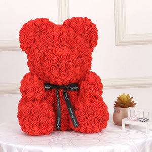 25cm Red Rose Bear Teddy Bear Rose Artificial Flower Teddi Decoration Christmas Valentines Birthday Gift Rosa oso flor Valentine