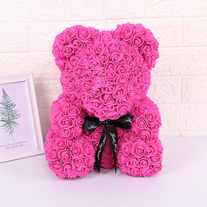 25cm Red Rose Bear Teddy Bear Rose Artificial Flower Teddi Decoration Christmas Valentines Birthday Gift Rosa oso flor Valentine